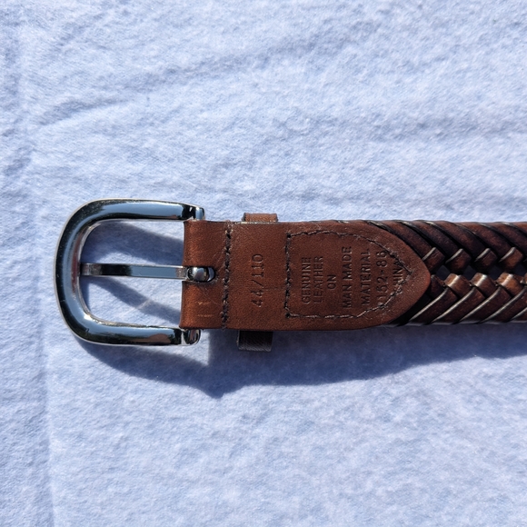 Unique Braided Brown Leather Belt with Silver Buckle - Picture 2 of 5